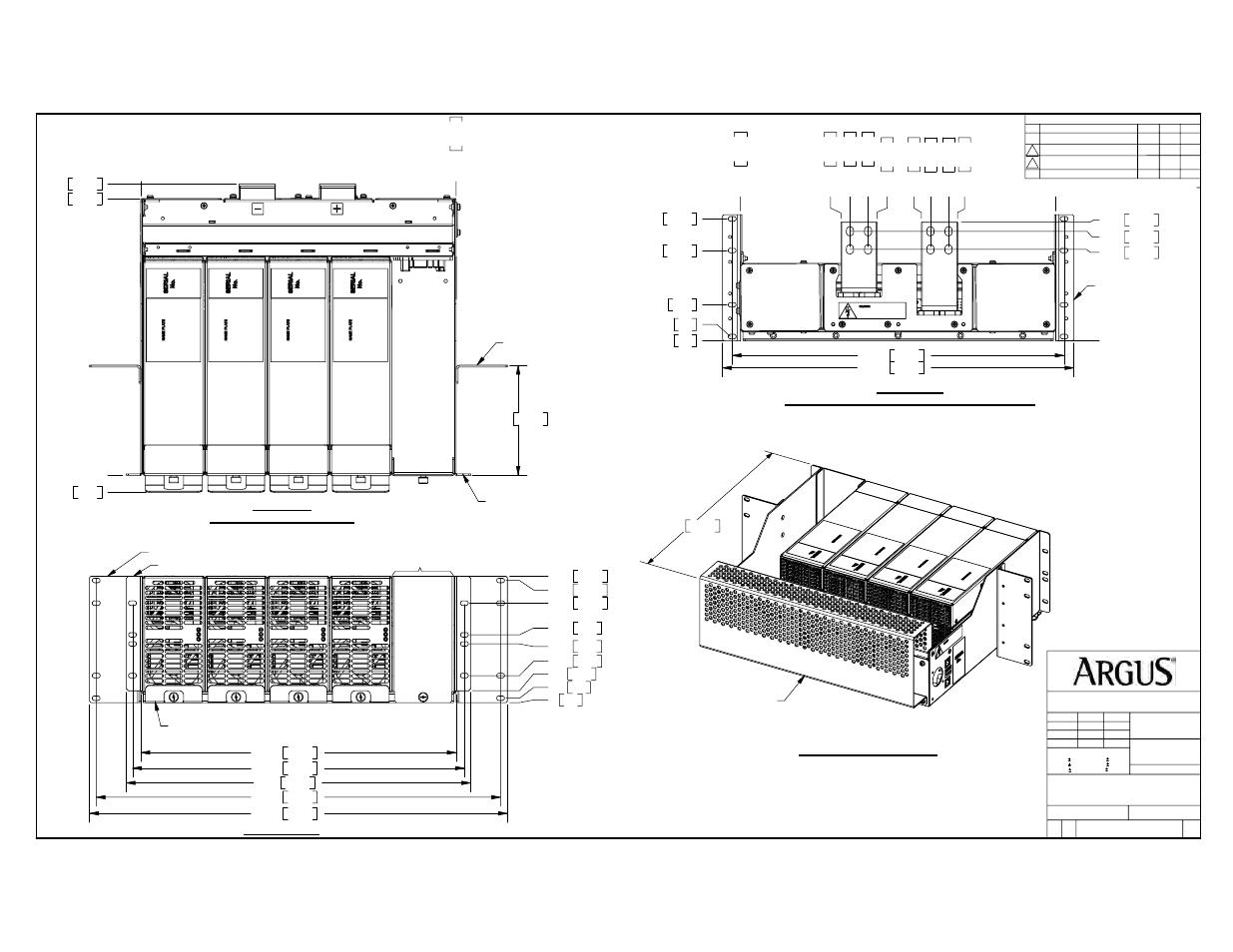 Rear cover and modules are hidden rear view, Rear cover is hidden, Top view | Front view, Rear isometric view | Alpha Technologies Cordex HP CXRF 48-12kW User Manual | Page 58 / 64