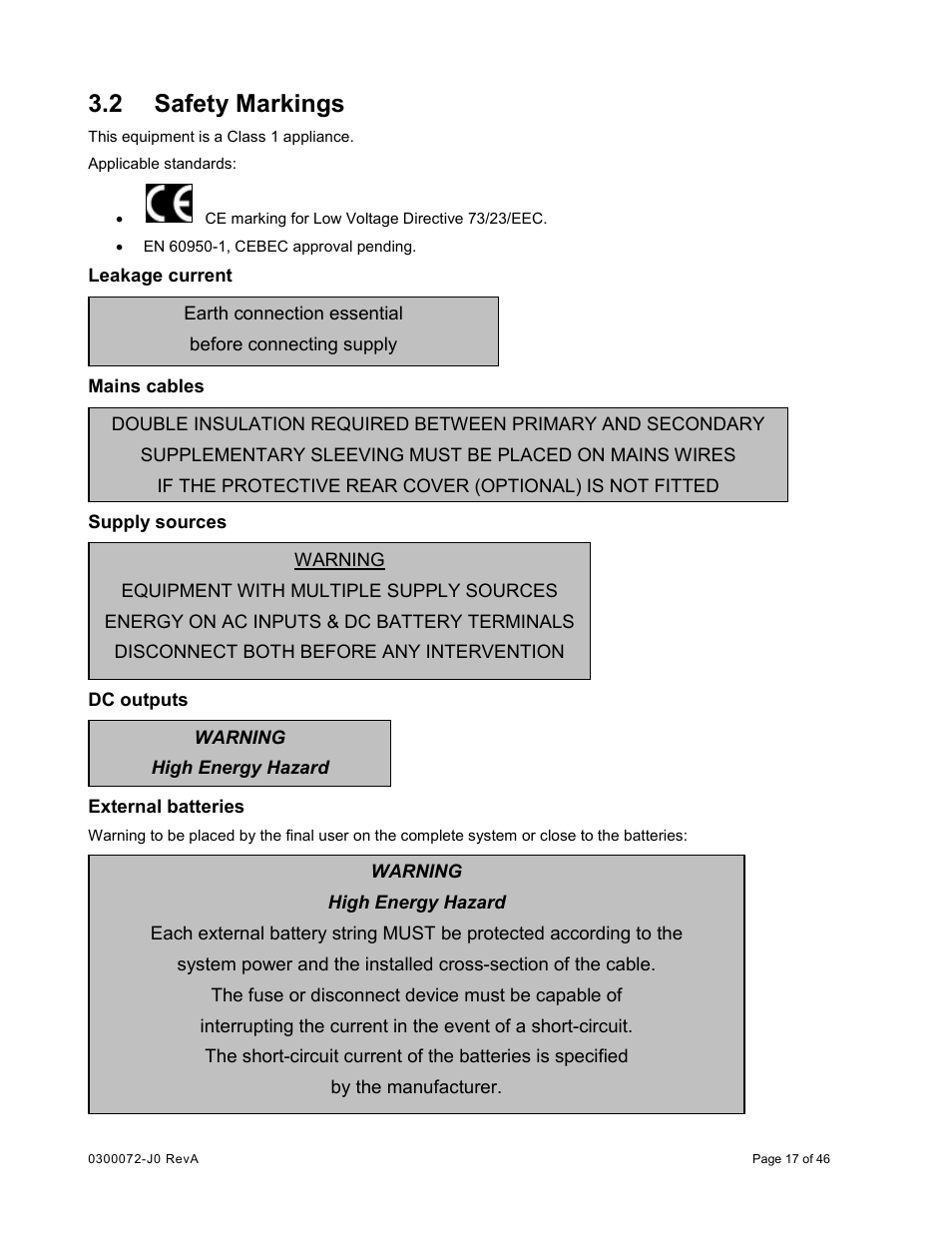 2 safety markings, Safety markings | Alpha Technologies Cordex CXCRF 48-300W User Manual | Page 21 / 52