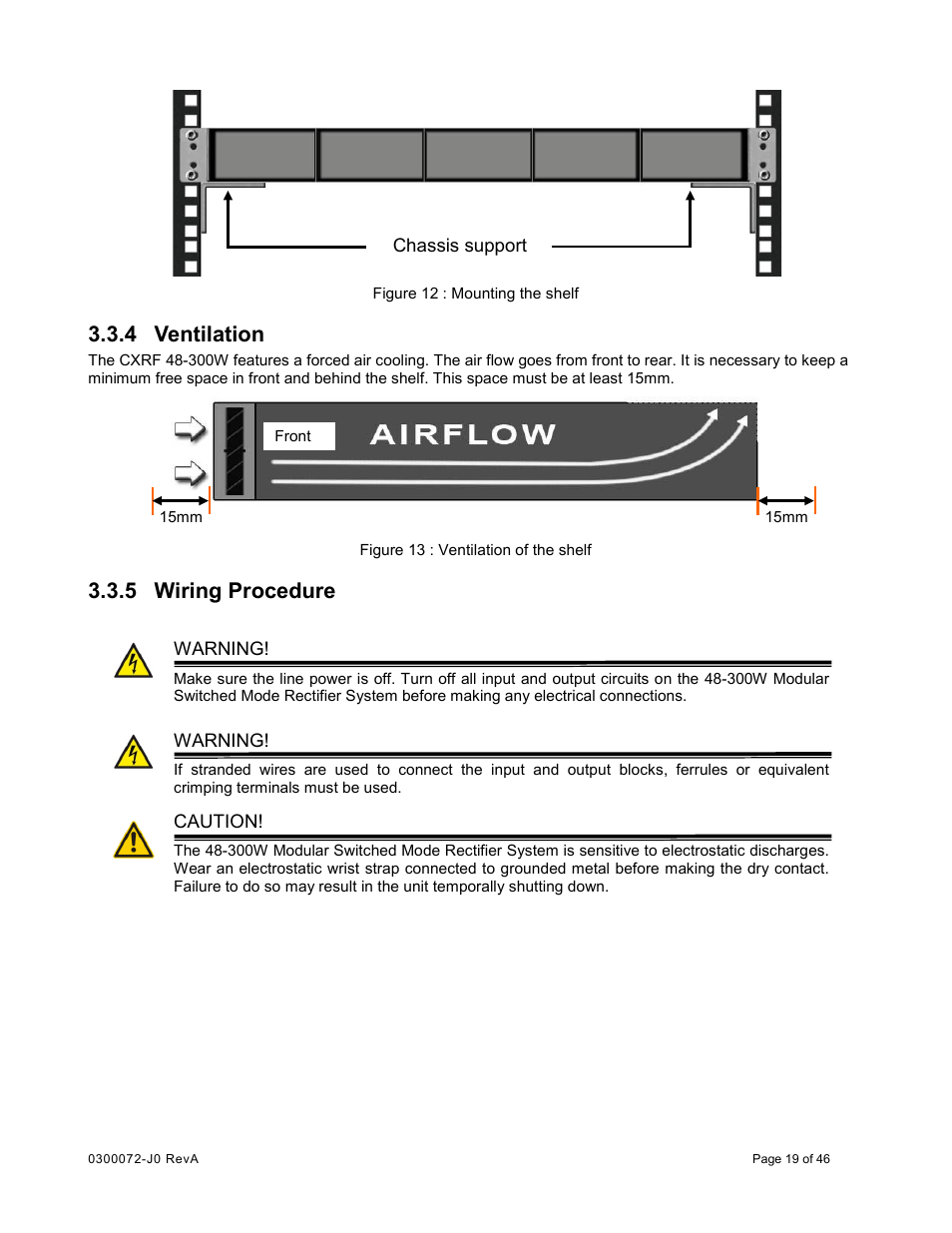 4 ventilation, 5 wiring procedure, Ventilation | Wiring procedure | Alpha Technologies Cordex CXCRF 48-300W User Manual | Page 23 / 52