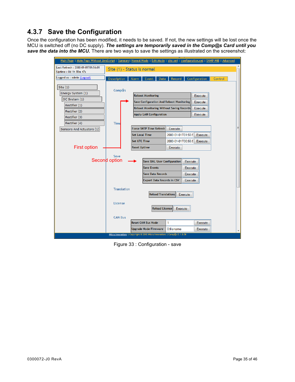 7 save the configuration, Save the configuration | Alpha Technologies Cordex CXCRF 48-300W User Manual | Page 39 / 52