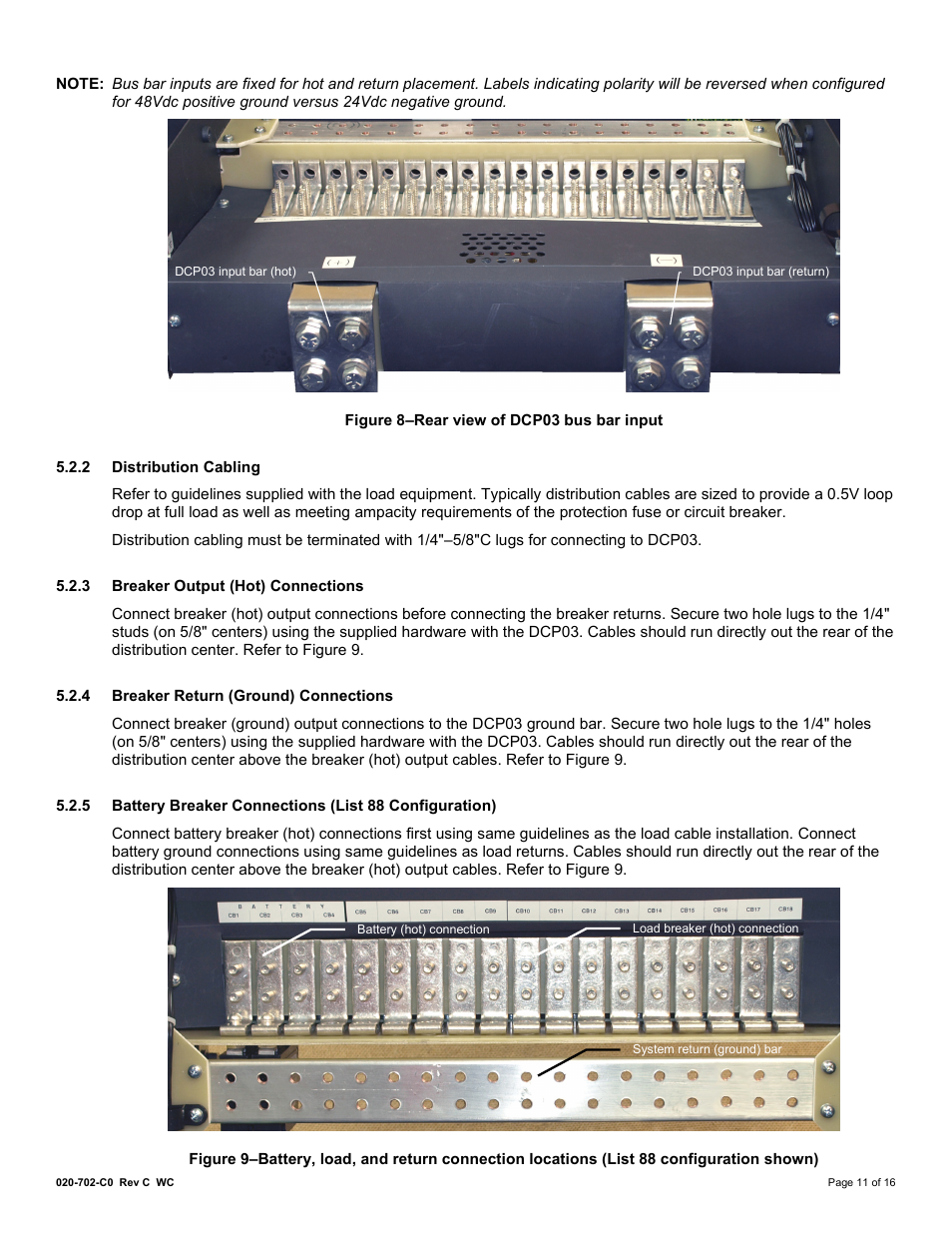 2 distribution cabling, 3 breaker output (hot) connections, 4 breaker return (ground) connections | Alpha Technologies DCP03 300A User Manual | Page 17 / 40