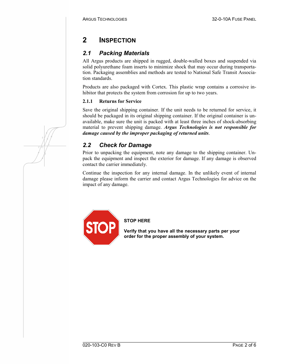 Inspection, Nspection, 1 packing materials | 2 check for damage | Alpha Technologies 32-0-10A Fuse Panel User Manual | Page 10 / 18