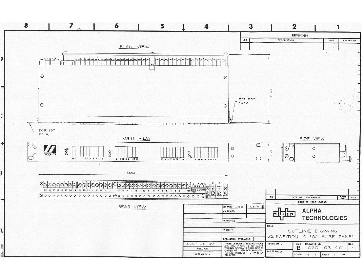 Outline | Alpha Technologies 32-0-10A Fuse Panel User Manual | Page 17 / 18