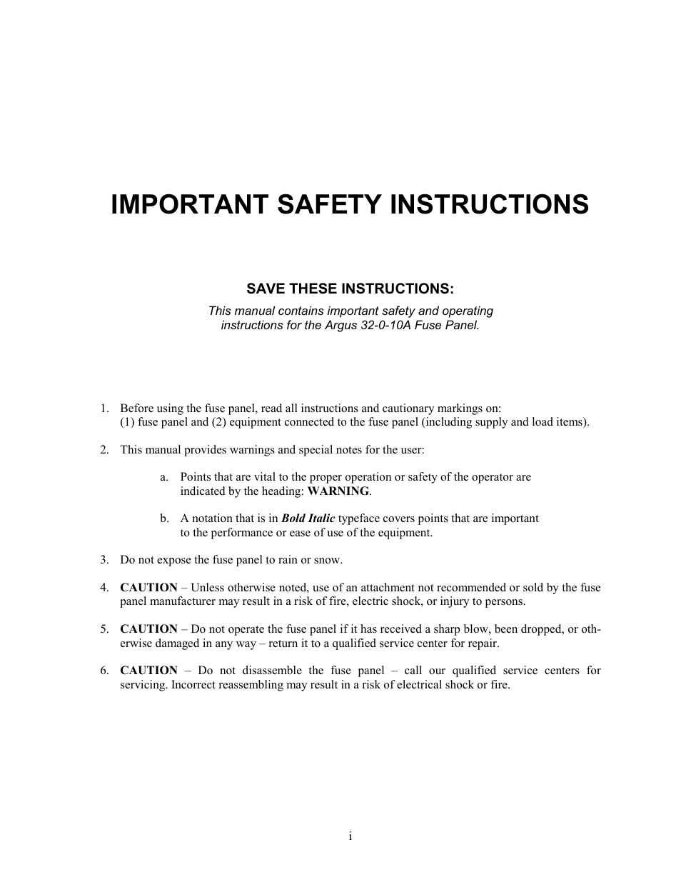 Important safety instructions | Alpha Technologies 32-0-10A Fuse Panel User Manual | Page 7 / 18