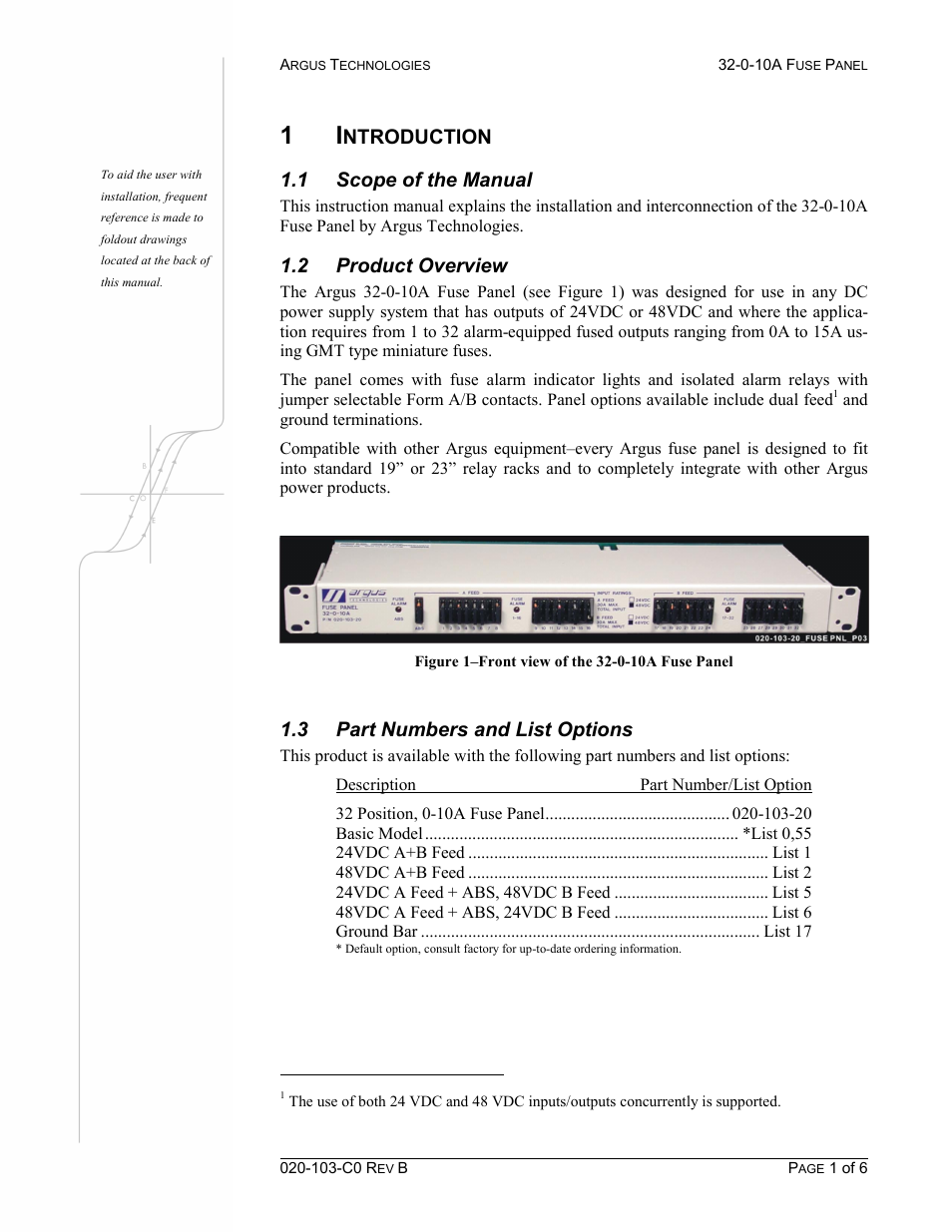Introduction, Ntroduction, 1 scope of the manual | 2 product overview, 3 part numbers and list options | Alpha Technologies 32-0-10A Fuse Panel User Manual | Page 9 / 18