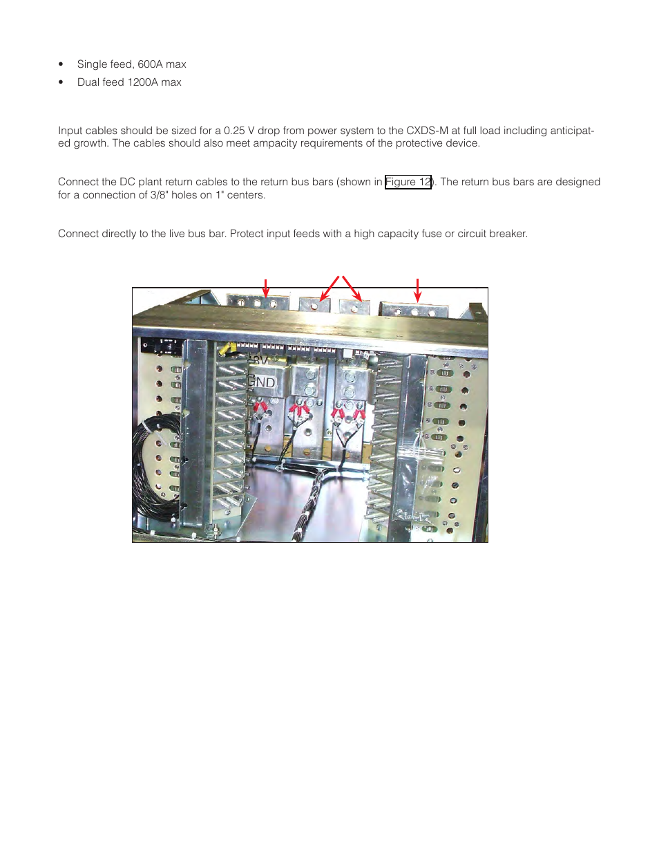 3 dc input, Figure 12 — dc input bus bars | Alpha Technologies CXDS-M 600_600-19 User Manual | Page 24 / 40