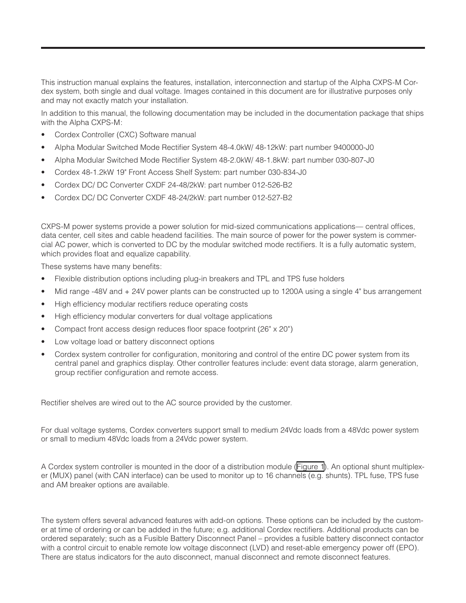 Introduction, 1 scope of the manual, 2 options and additional alpha products | Product overview | Alpha Technologies Cordex CXPS-M 48_24-1200_600A User Manual | Page 11 / 68