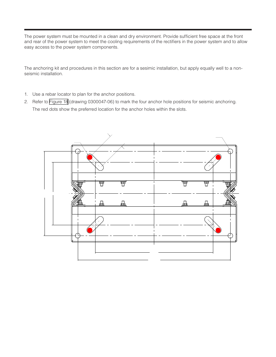 Installation, 1 floor drilling for standard anchoring, Figure 18 — template for anchoring bolts | Alpha Technologies Cordex CXPS-M 48_24-1200_600A User Manual | Page 33 / 68