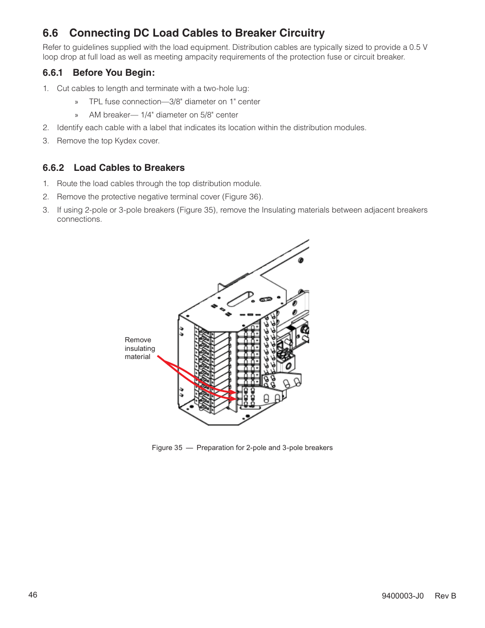 6 connecting dc load cables to breaker circuitry | Alpha Technologies Cordex CXPS-D 48-2500_5000A User Manual | Page 48 / 64