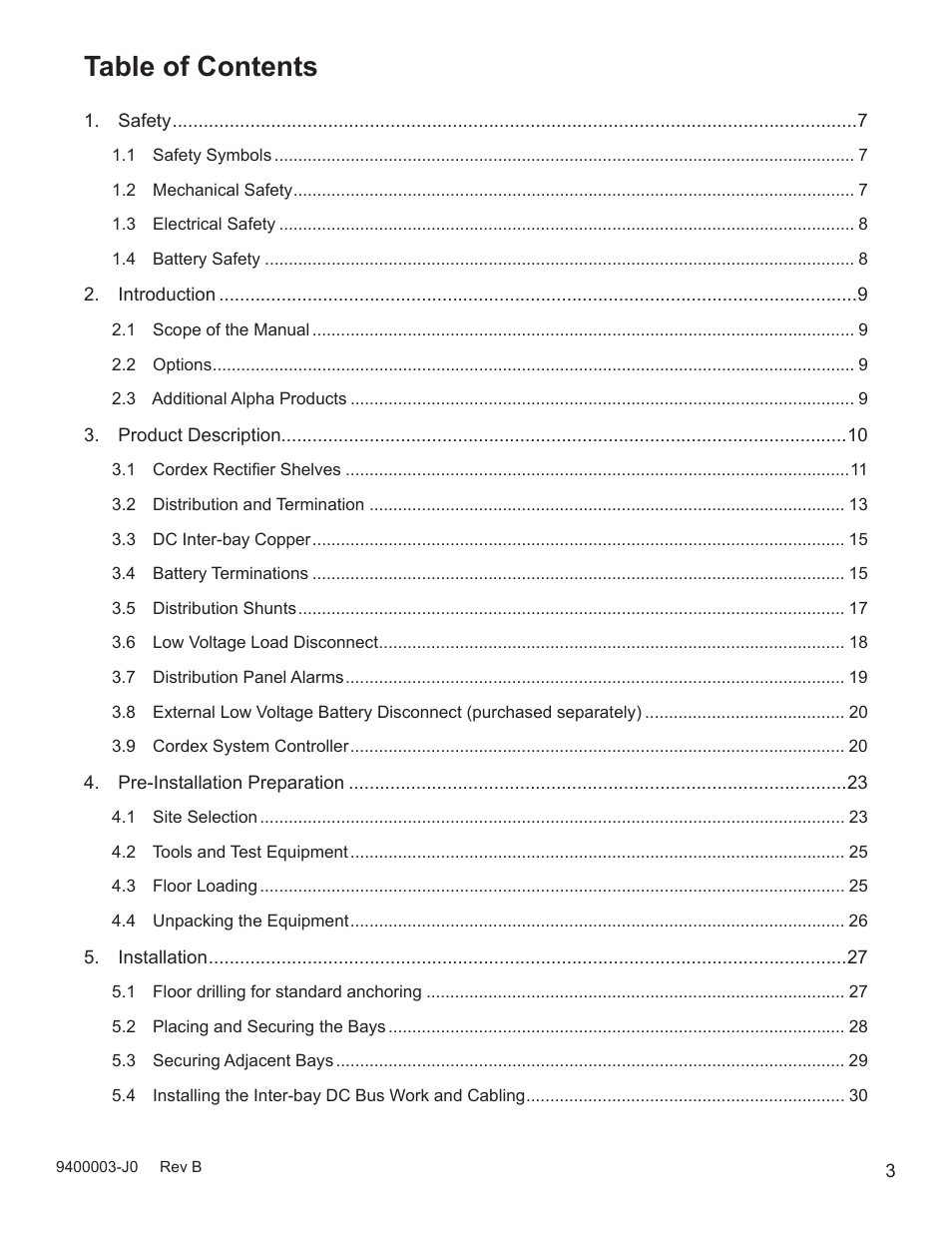 7deohri&rqwhqwv | Alpha Technologies Cordex CXPS-D 48-2500_5000A User Manual | Page 5 / 64