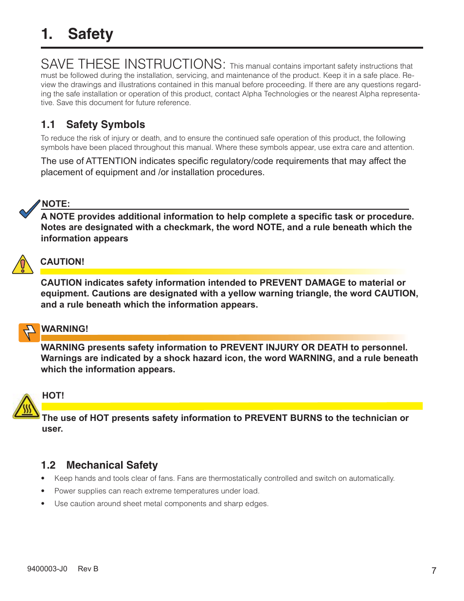 Safety, Save these instructions | Alpha Technologies Cordex CXPS-D 48-2500_5000A User Manual | Page 9 / 64