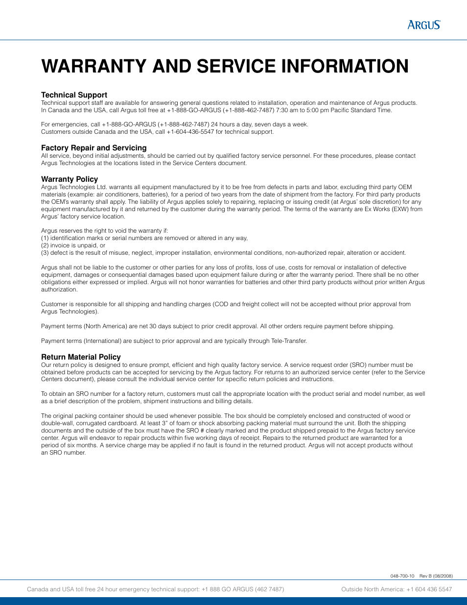 Warranty and service, Warranty and service information | Alpha Technologies CXPS 48-1T 48V Pos Gnd User Manual | Page 51 / 52