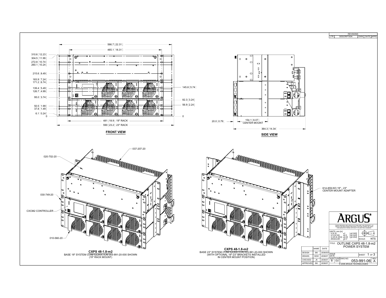 Outline drawing | Alpha Technologies CXPS 48-1.8-M2, 48V Pos Gnd User Manual | Page 43 / 56