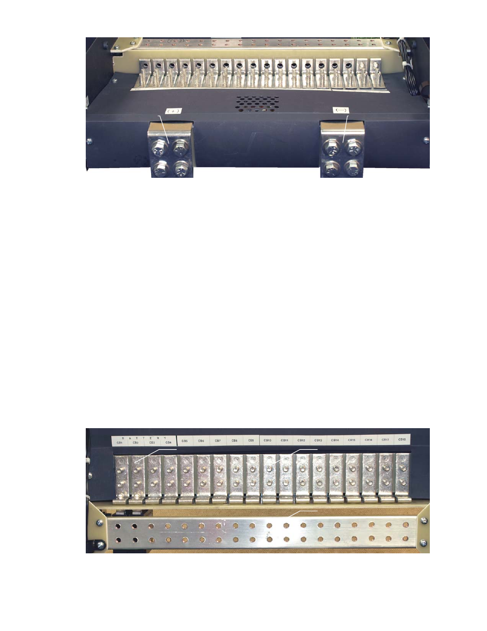 Distribution cabling, Breaker output (hot) connections, Breaker return (ground) connections | Battery breaker connections, Figure 10–rear view of dcp03 distribution panel | Alpha Technologies CXPS 48-1.8-i, 48V Pos Gnd User Manual | Page 31 / 52