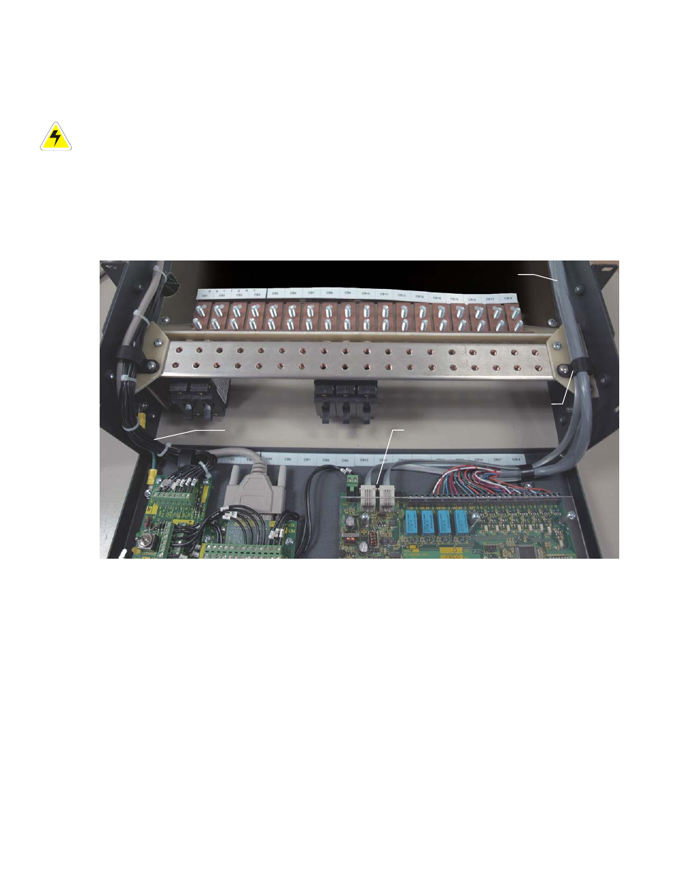 Alarm connections, Can serial ports, Can termination | Figure 12–dcp03 wire routing example, 7 alarm connections, 8 can serial ports | Alpha Technologies CXPS 48-1.8-i, 48V Pos Gnd User Manual | Page 32 / 52