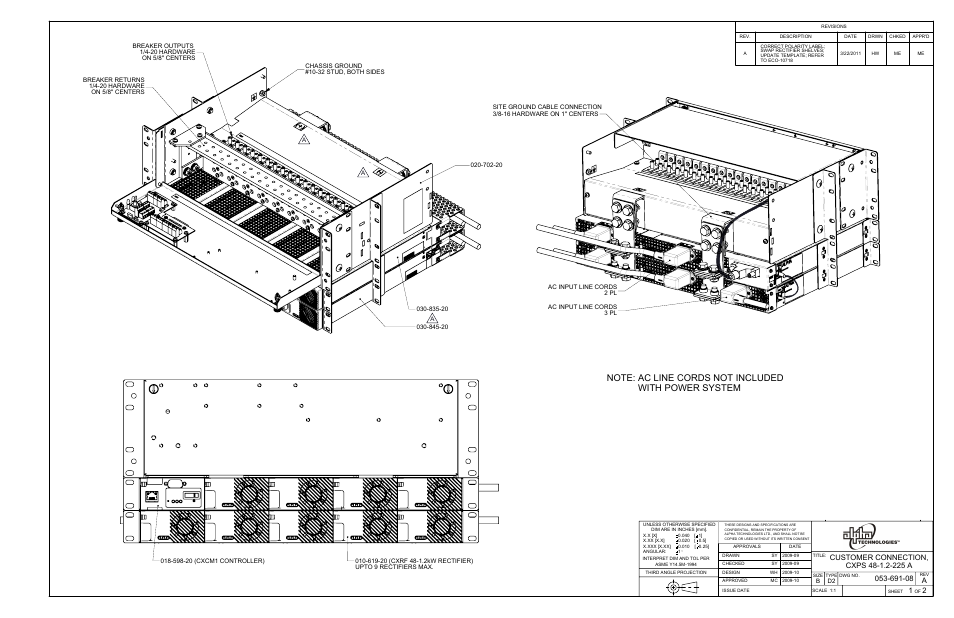 Sheet1 (assembly), Drawing view7, Drawing view8 | Drawing view9 | Alpha Technologies CXPS 48-1.2-225 48 Vdc User Manual | Page 42 / 52