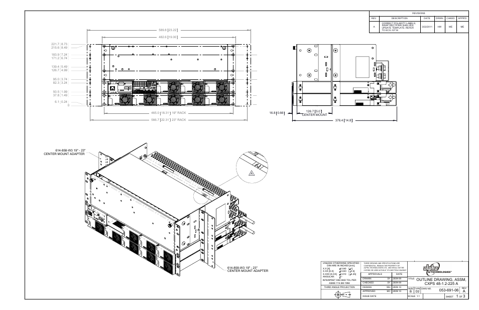 Sheet1 (assembly), Drawing view5, Drawing view6 | Drawing view7, Detail view a (1 : 2) | Alpha Technologies CXPS 48-1.2-225 48 Vdc User Manual | Page 44 / 52