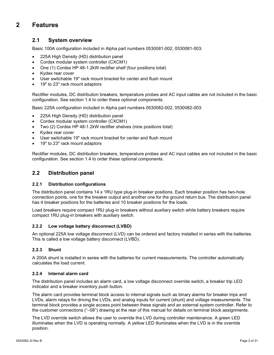 2 features | Alpha Technologies CXPS-HD 48-1.2-225 User Manual | Page 11 / 60