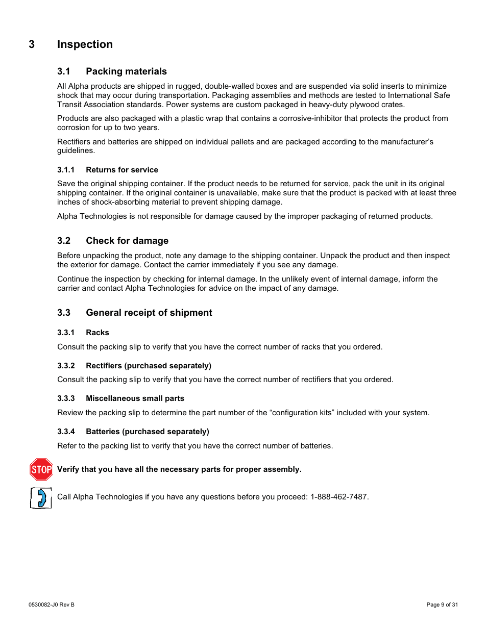 3 inspection | Alpha Technologies CXPS-HD 48-1.2-225 User Manual | Page 17 / 60