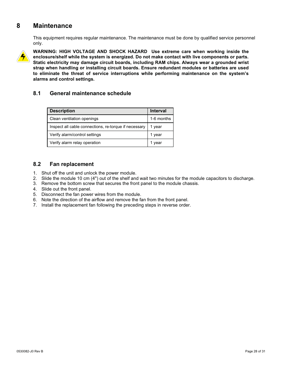 8 maintenance | Alpha Technologies CXPS-HD 48-1.2-225 User Manual | Page 36 / 60