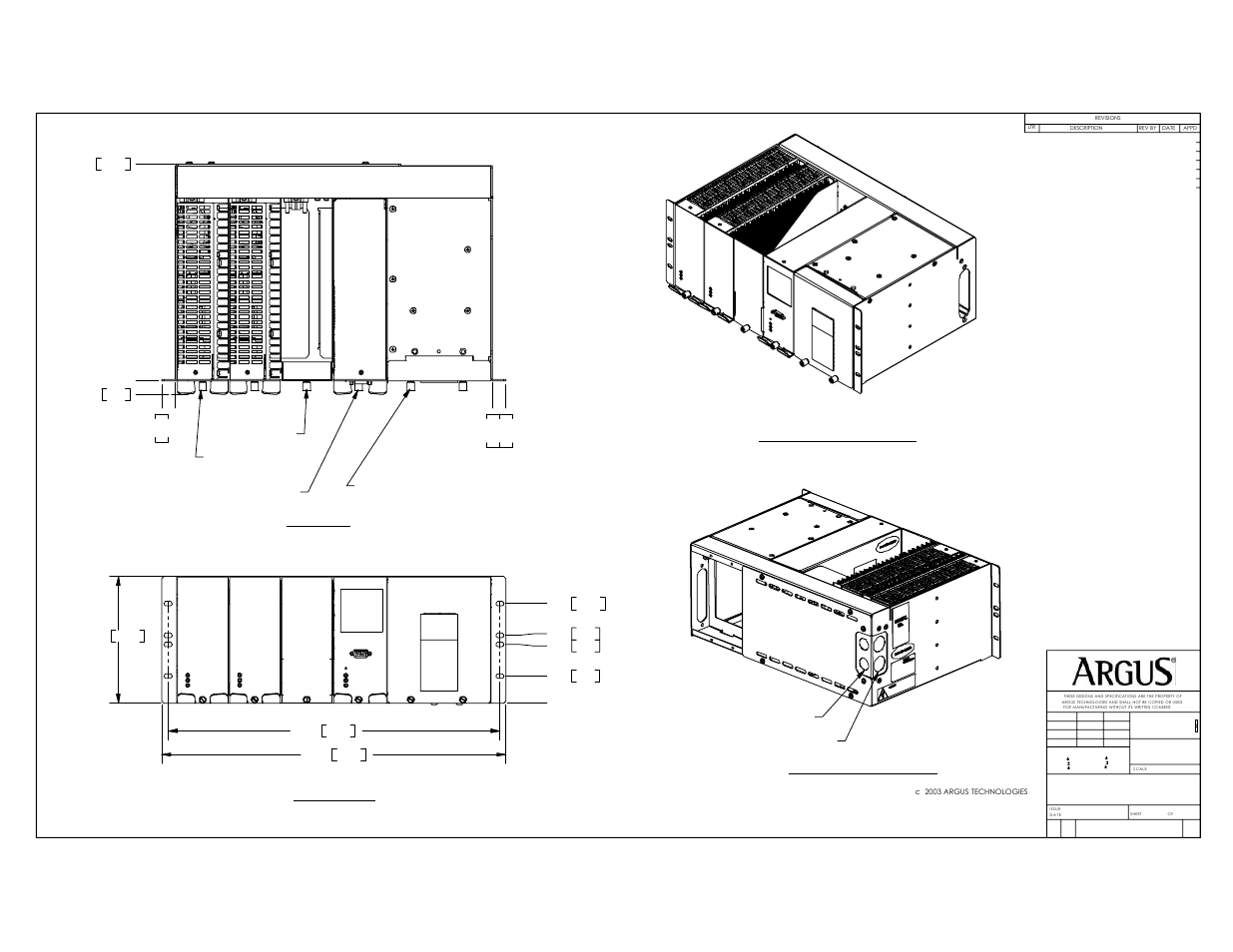 Outline drawing, Front view top view, Front isometric view rear isometric view | Alpha Technologies Cordex 48-1kW 19 User Manual | Page 40 / 46