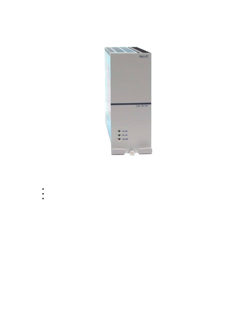 Rectifier features, Front panel, Leds | Ac on, Dc on, Alarm, Ectifier, Eatures, 2 rectifier features | Alpha Technologies Cordex 48-1kW 19 6000W User Manual | Page 17 / 50