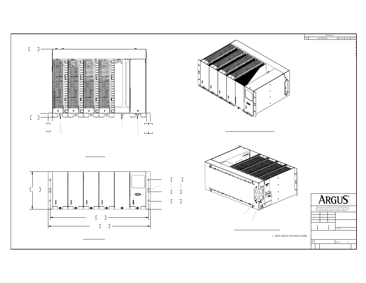 Outline drawing, Plan view top view, Front isometric view rear isometric view | Alpha Technologies Cordex 48-1kW 19 6000W User Manual | Page 43 / 50