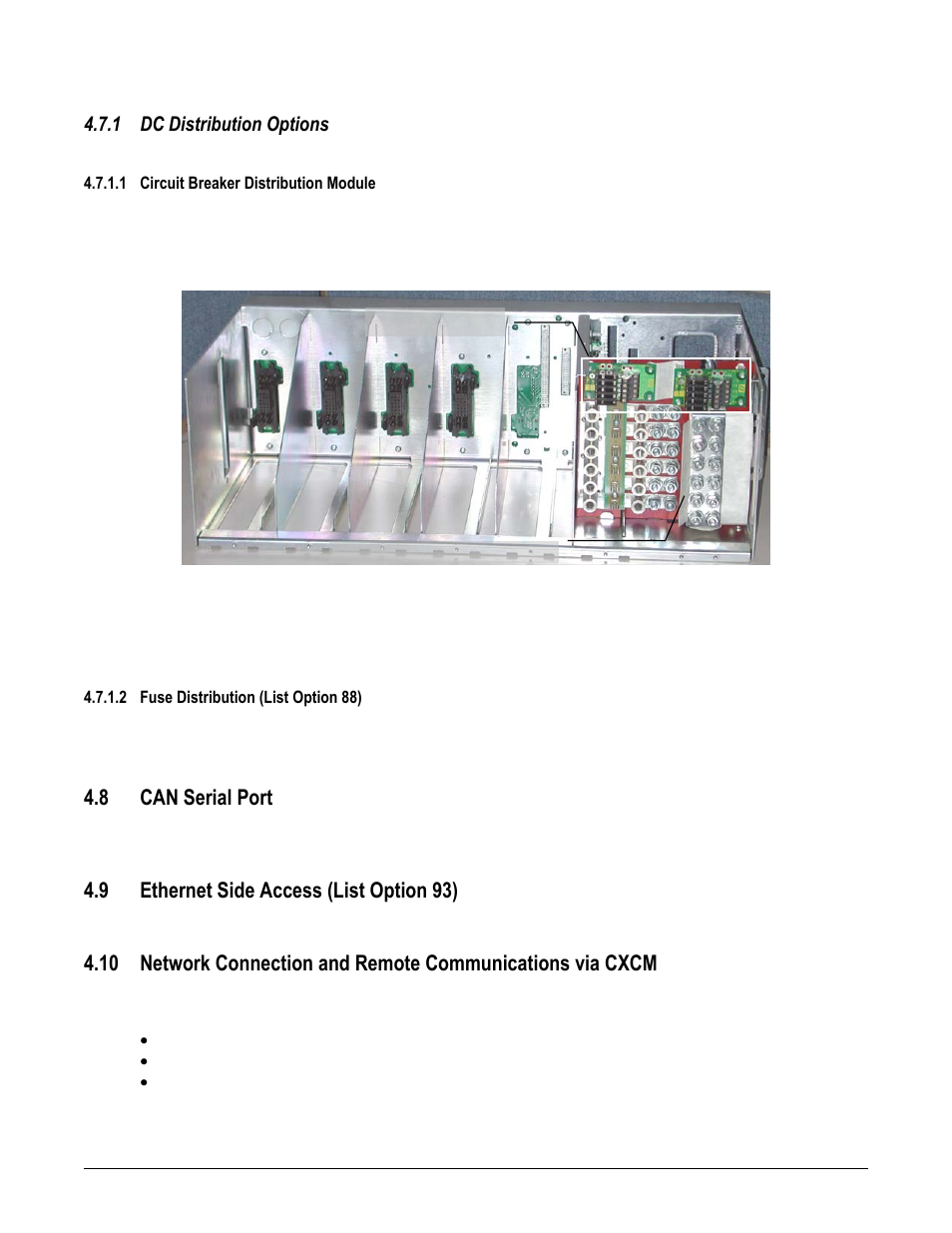 Dc output connections, Can serial port, 8 can serial port | 9 ethernet side access (list option 93), 1 dc distribution options | Alpha Technologies Cordex 48-1kW 23 4000W User Manual | Page 13 / 44