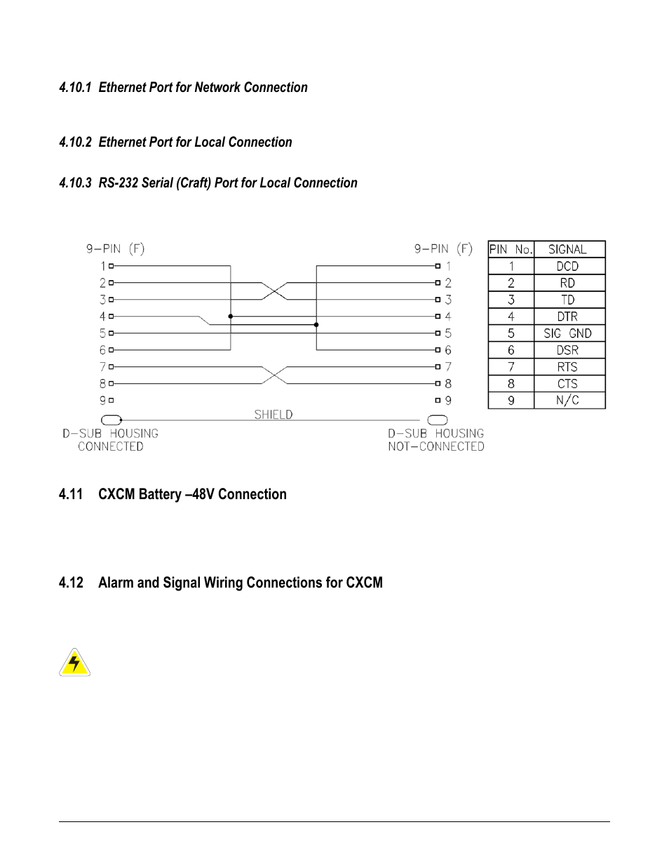 Ethernet side access (list option 93), 11 cxcm battery –48v connection, 12 alarm and signal wiring connections for cxcm | 1 ethernet port for network connection, 2 ethernet port for local connection, 3 rs-232 serial (craft) port for local connection | Alpha Technologies Cordex 48-1kW 23 4000W User Manual | Page 14 / 44