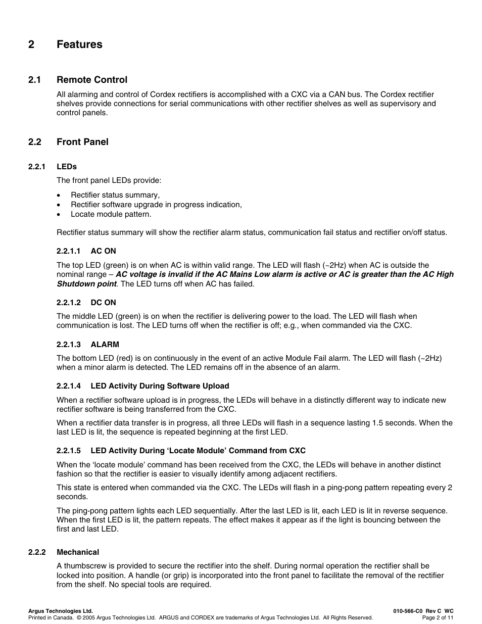 Eatures, Remote control, Front panel | 2 features | Alpha Technologies Cordex 48-1kW 23 4000W User Manual | Page 24 / 44