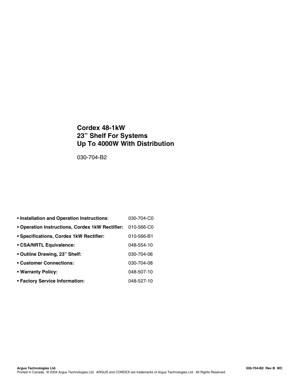 704-b2 | Alpha Technologies Cordex 48-1kW 23 4000W User Manual | Page 3 / 44