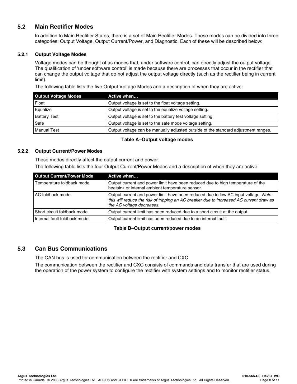 Main rectifier modes, Can bus communications, 2 main rectifier modes | 3 can bus communications | Alpha Technologies Cordex 48-1kW 23 4000W User Manual | Page 30 / 44