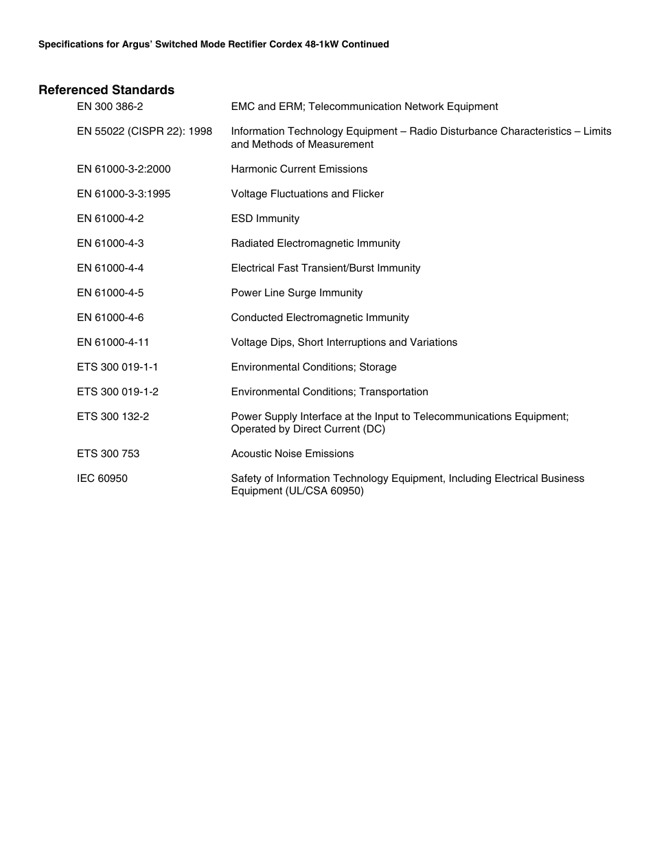 Referenced standards | Alpha Technologies Cordex 48-1kW 23 4000W User Manual | Page 36 / 44