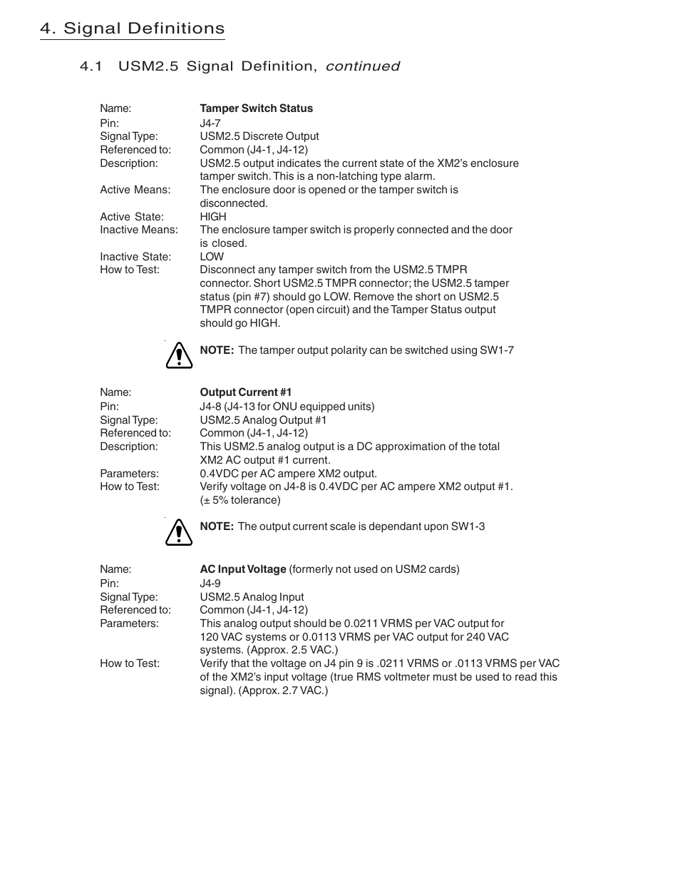 Signal definitions, Continued | Alpha Technologies USM2.5 Status Monitor User Manual | Page 18 / 28