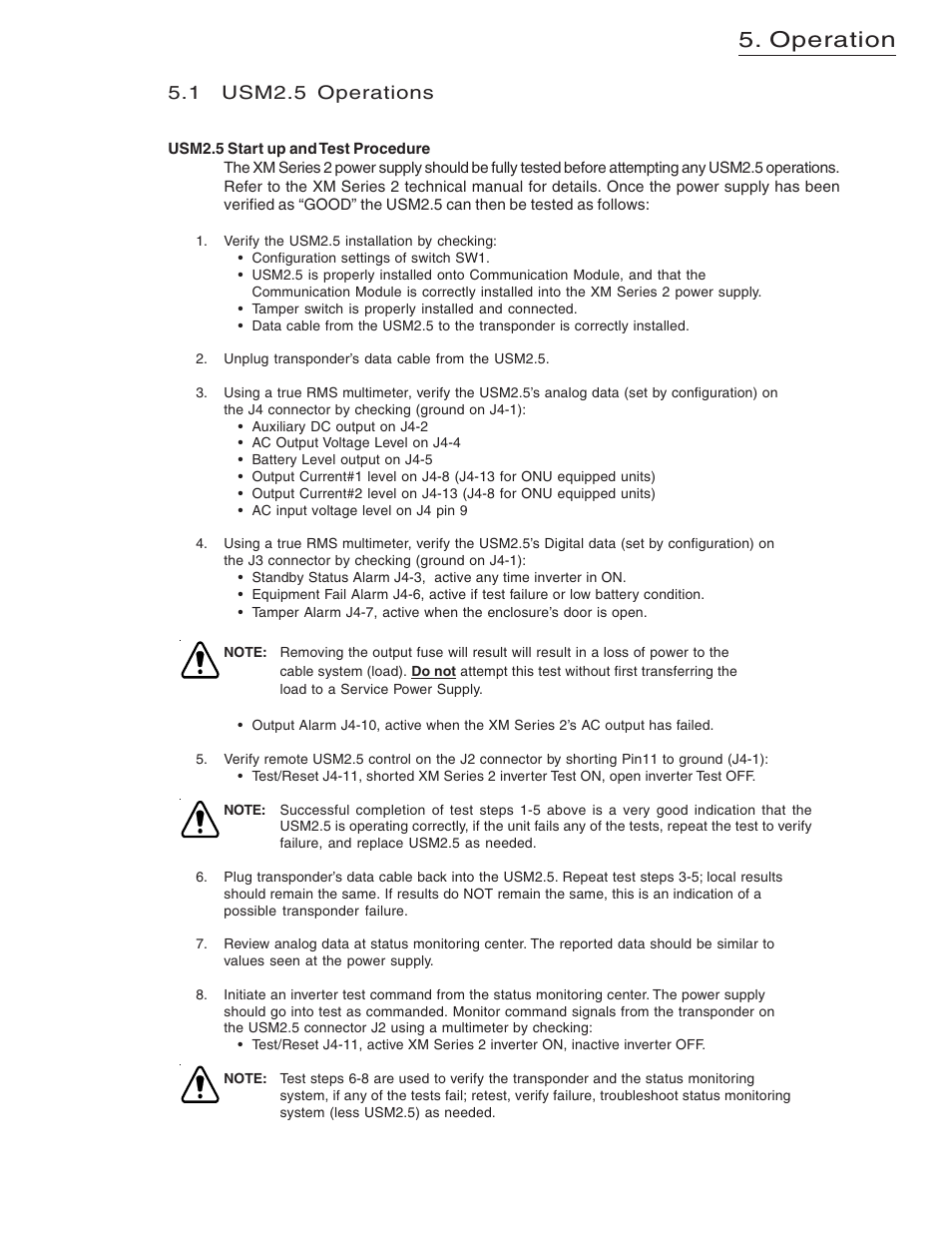 Operation, 1 usm2.5 operations | Alpha Technologies USM2.5 Status Monitor User Manual | Page 21 / 28
