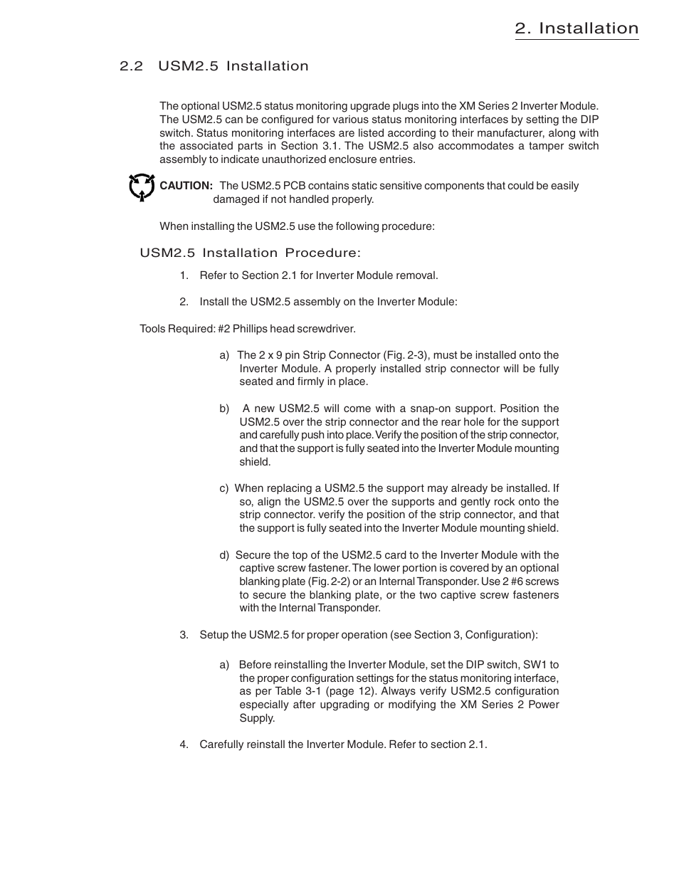 Installation | Alpha Technologies USM2.5 Status Monitor User Manual | Page 9 / 28