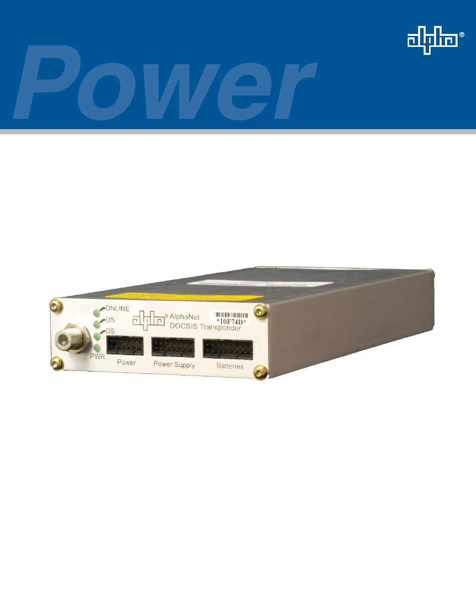 Alpha Technologies AlphaNet Series External DOCSIS User Manual | 40 pages