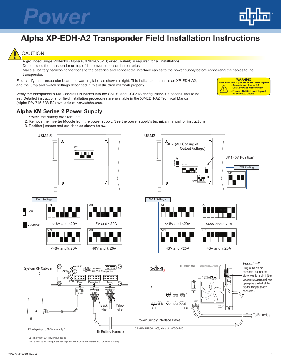 Alpha Technologies XP-EDH-A2 User Manual | 4 pages