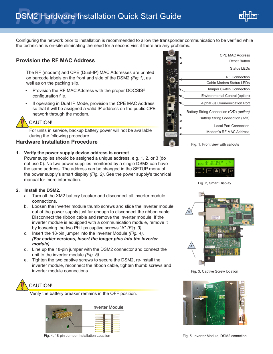 Alpha Technologies DSM2 User Manual | 2 pages