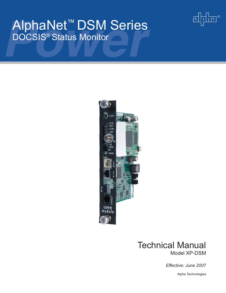 Alpha Technologies AlphaNet DSM Series DOCSIS User Manual | 63 pages