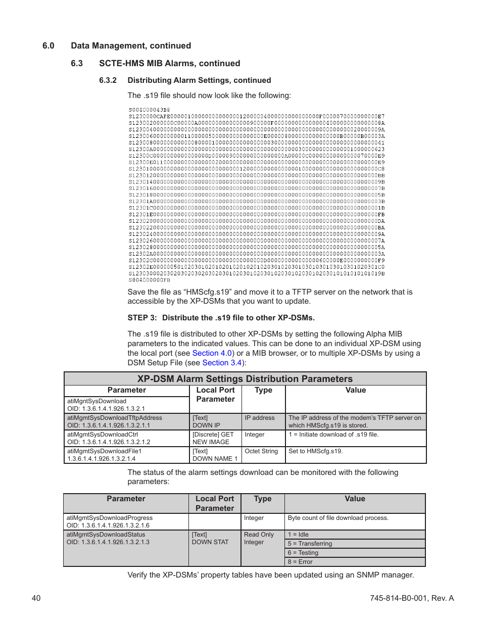 Xp-dsm alarm settings distribution parameters | Alpha Technologies AlphaNet DSM Series DOCSIS User Manual | Page 40 / 63