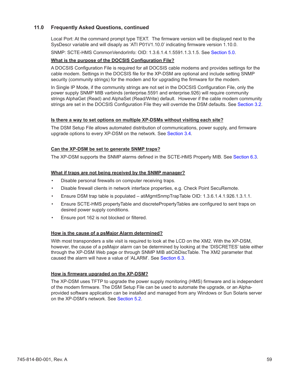 Alpha Technologies AlphaNet DSM Series DOCSIS User Manual | Page 59 / 63