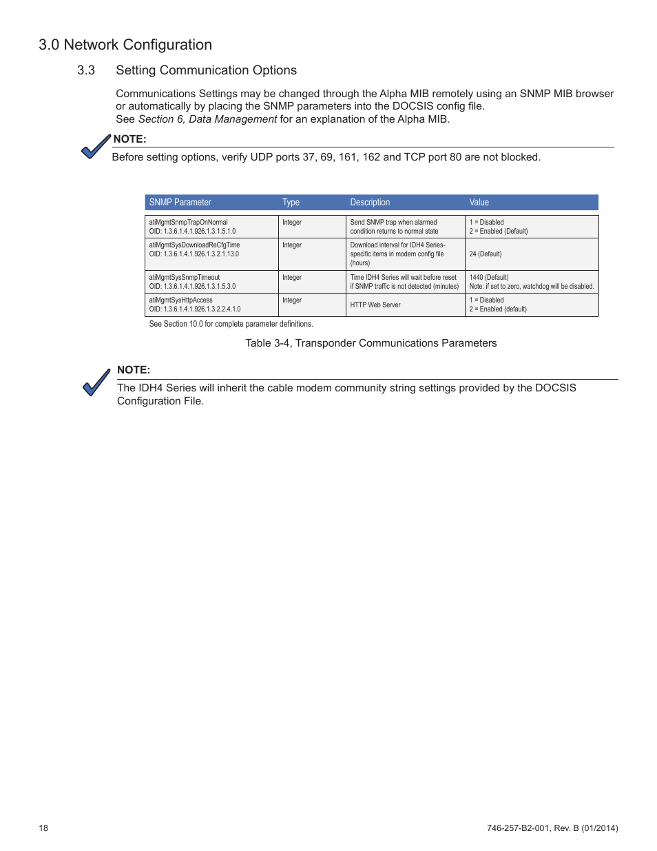 0 network configuration, 3 setting communication options | Alpha Technologies AlphaNet IDH4 for XM2 and XM2-300HP Series - Technical Manual User Manual | Page 18 / 87