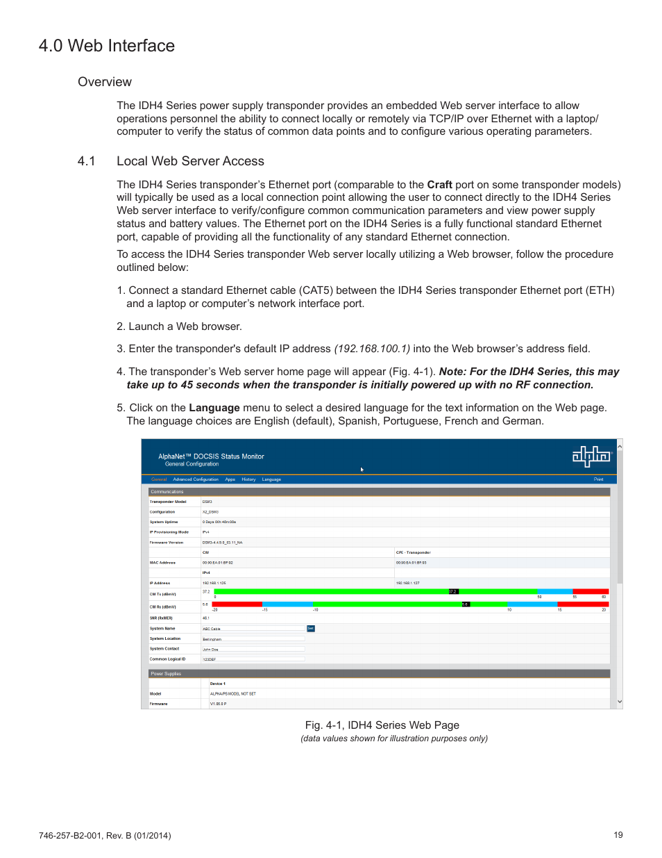 0 web interface | Alpha Technologies AlphaNet IDH4 for XM2 and XM2-300HP Series - Technical Manual User Manual | Page 19 / 87