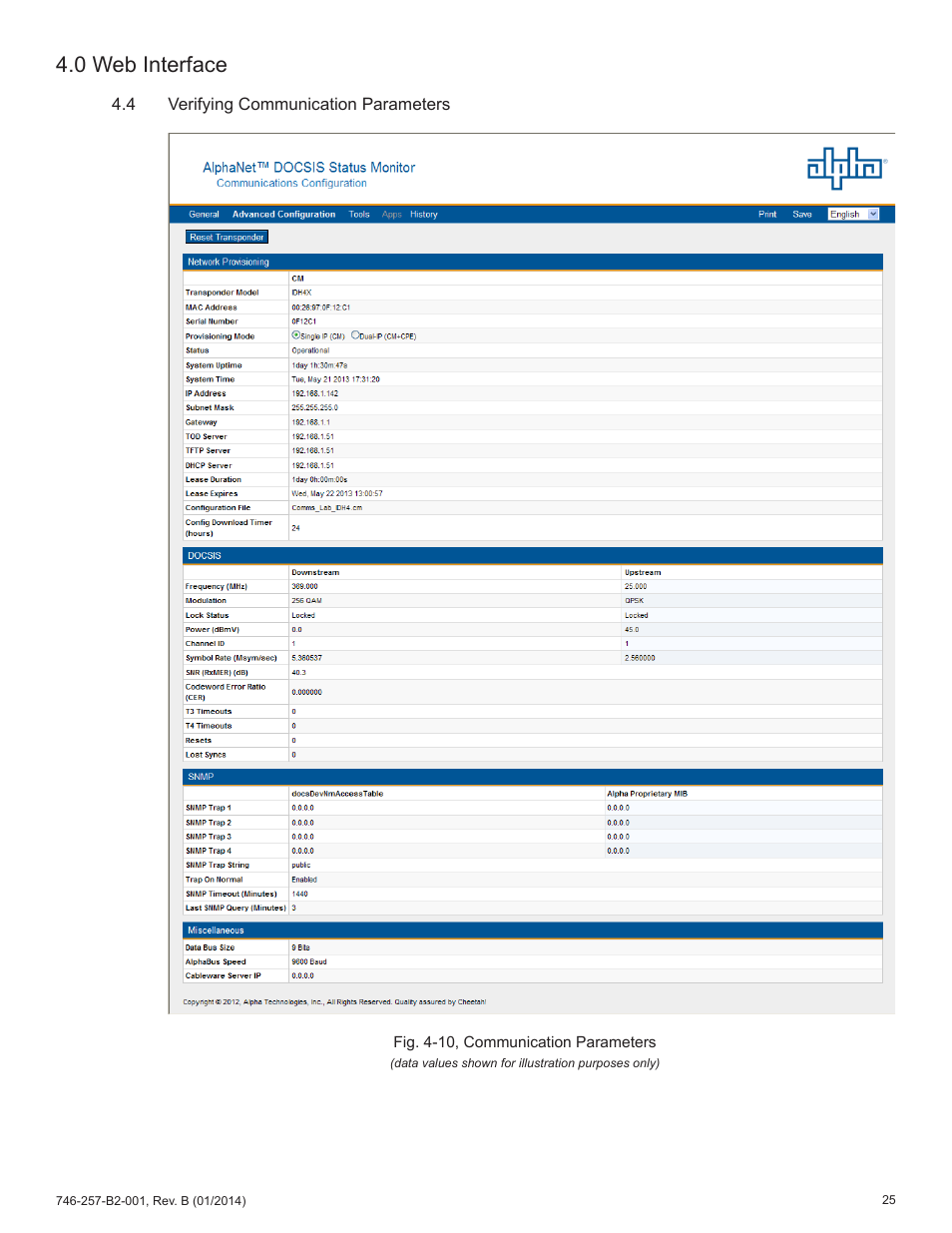 0 web interface | Alpha Technologies AlphaNet IDH4 for XM2 and XM2-300HP Series - Technical Manual User Manual | Page 25 / 87