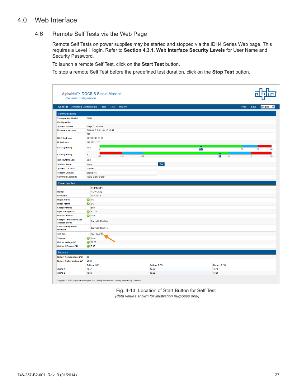 0 web interface | Alpha Technologies AlphaNet IDH4 for XM2 and XM2-300HP Series - Technical Manual User Manual | Page 27 / 87