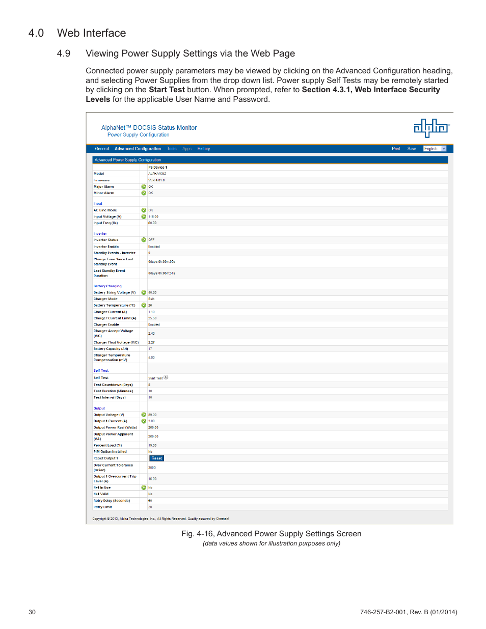 0 web interface | Alpha Technologies AlphaNet IDH4 for XM2 and XM2-300HP Series - Technical Manual User Manual | Page 30 / 87