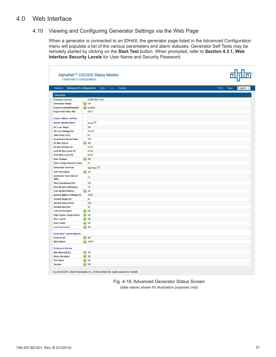 0 web interface | Alpha Technologies AlphaNet IDH4 for XM2 and XM2-300HP Series - Technical Manual User Manual | Page 31 / 87