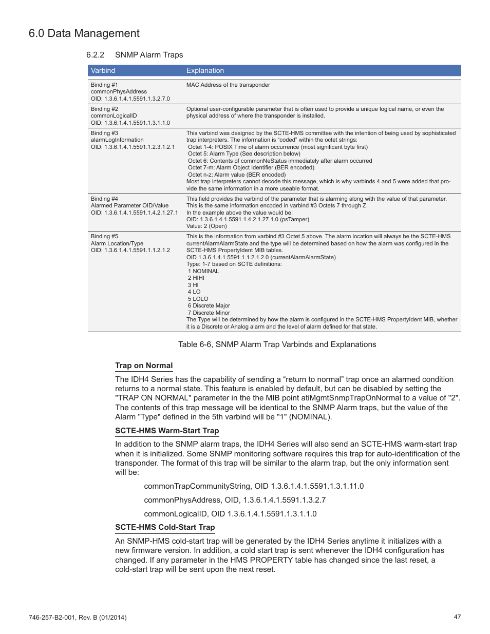 0 data management | Alpha Technologies AlphaNet IDH4 for XM2 and XM2-300HP Series - Technical Manual User Manual | Page 47 / 87