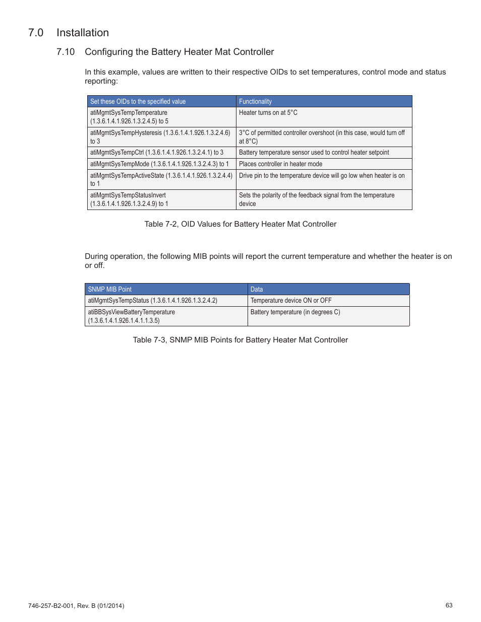 0 installation, 10 configuring the battery heater mat controller | Alpha Technologies AlphaNet IDH4 for XM2 and XM2-300HP Series - Technical Manual User Manual | Page 63 / 87